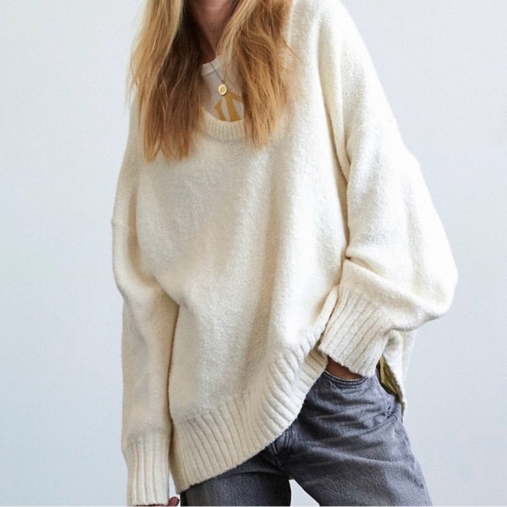 NWT Free People “Brookside” ivory/cream oversized tunic sweater